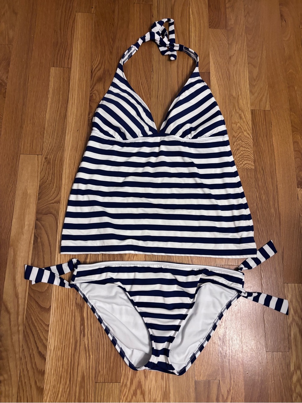 Mossimo Supply Co. Navy and White Striped Tankini Bikini Set